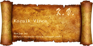 Kozsik Vince névjegykártya